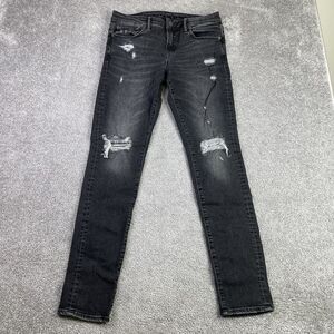 American Eagle Jeans Men’s 32X31 Black Skinny Low Rise Distressed Rip Denim